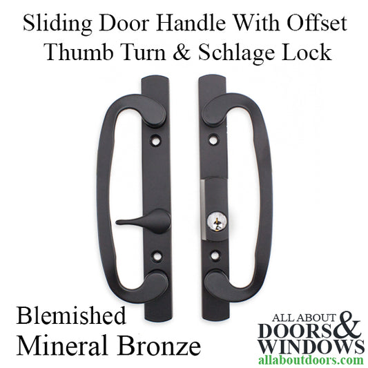 Blemished Legacy Glass Sliding Door Handle, Keyed with Offset Thumbturn, Weiser Keyway, 1-3/4" Door, Mineral Bronze