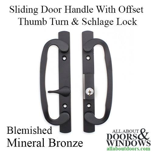 Blemished Legacy Glass Sliding Door Handle, Keyed with Offset Thumbturn, Weiser Keyway, 1-3/4