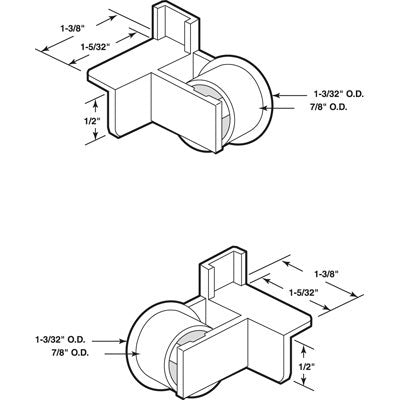 Roller Assembly - Drawer Guide - 7/8 In - 2 Pack