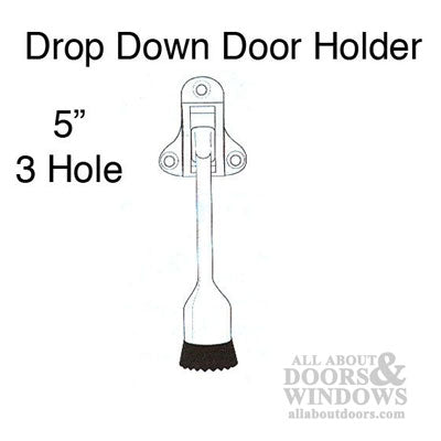 5'', 3 Hole Drop Down Door Holder / Diecast Door Stop - 3 colors