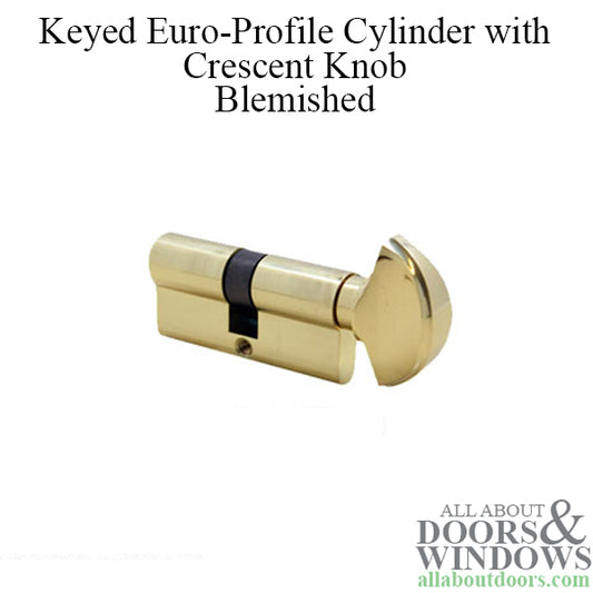 Blemished 32/32 Keyed 64mm 360 Degree Euro Profile Cylinder, 1-3/4" Door - Polished Brass
