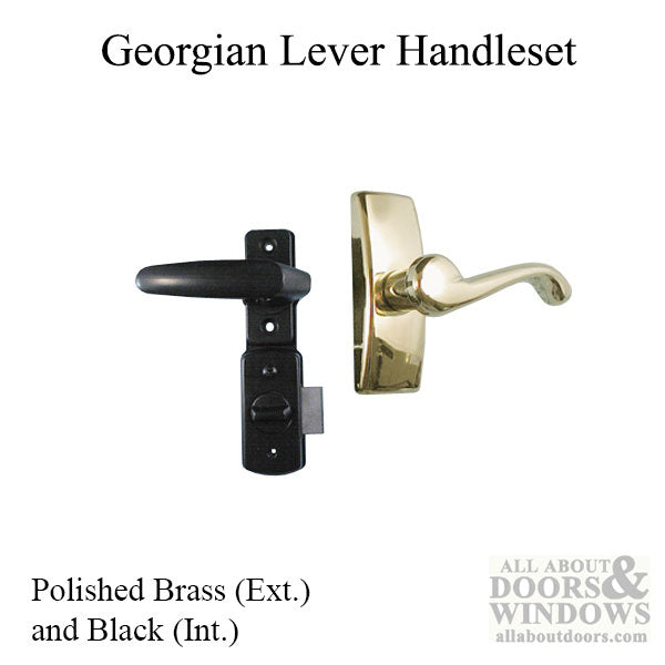 Georgian Lever Handle Set - Black Inside/Polished Brass Outside - Georgian Lever Handle Set - Black Inside/Polished Brass Outside