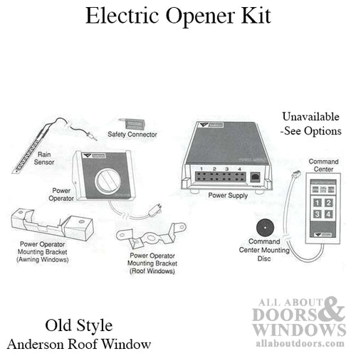 Electric Opener Kit, Old Style Andersen Roof Window - Electric Opener Kit, Old Style Andersen Roof Window