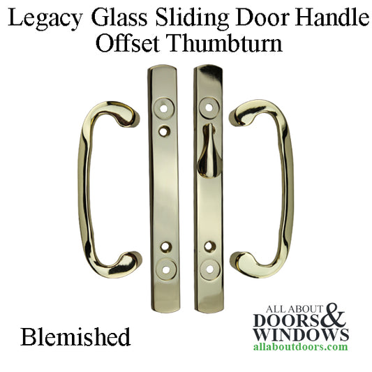 Blemished - Legacy Glass Sliding Door Handle, Offset Thumb Turn - Polished Brass