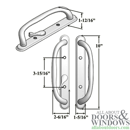 Blemished Olympus Handle Offset Thumb, Keyed Sliding Glass Door - Schlage Keyway - Blemished Olympus Handle Offset Thumb, Keyed Sliding Glass Door - Schlage Keyway