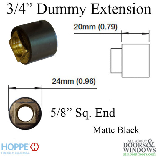 Hoppe Handle Extension, Dummy Trim 3/4" (20mm) w/ Bolt - Matte Black