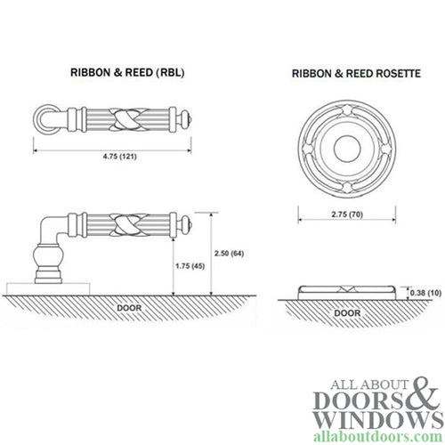 Emtek 8107 Ribbon & Reed Lever Set with Rosette - Left Handed - Oil-Rubbed Bronze Blemished - Emtek 8107 Ribbon & Reed Lever Set with Rosette - Left Handed - Oil-Rubbed Bronze Blemished