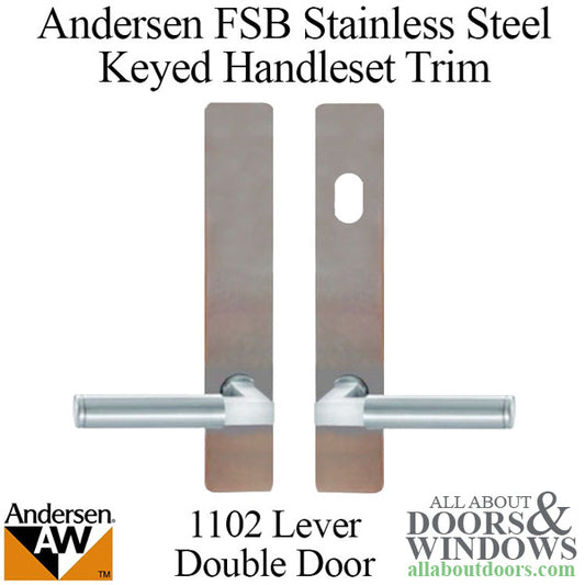 Andersen FSB 1102 Complete Keyed Trim Set for Double Door - Stainless Steel
