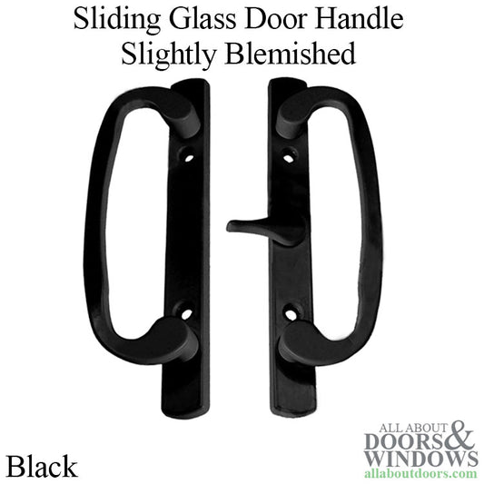 Blemished Legacy Sliding Glass Door Handle, CENTER Thumb Turn - Black