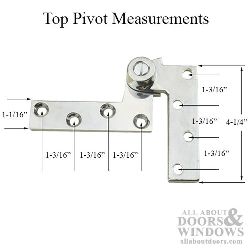 3/4 inch offset Contemporary Top Pivot Set, left hand out-swing, right hand in-swing - Brushed / Satin Chrome US26D - 3/4 inch offset Contemporary Top Pivot Set, left hand out-swing, right hand in-swing - Brushed / Satin Chrome US26D