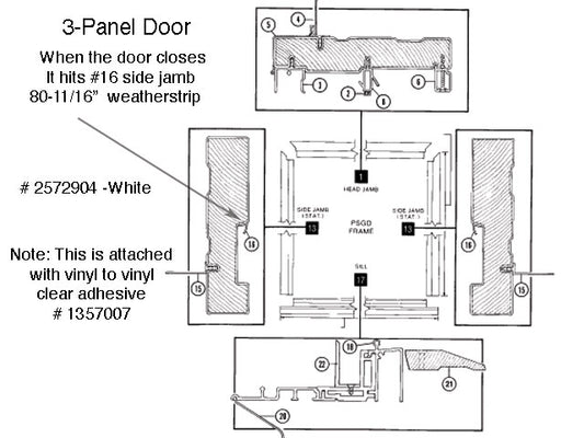 Andersen Perma-Shield 3-Panel Gliding Door Side Jamb Weatherstrip, Inside Stationary Panel - White