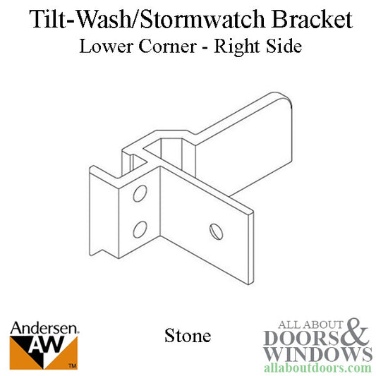 Andersen Tilt-Wash/Stormwatch Right Lower Corner Bracket - Stone