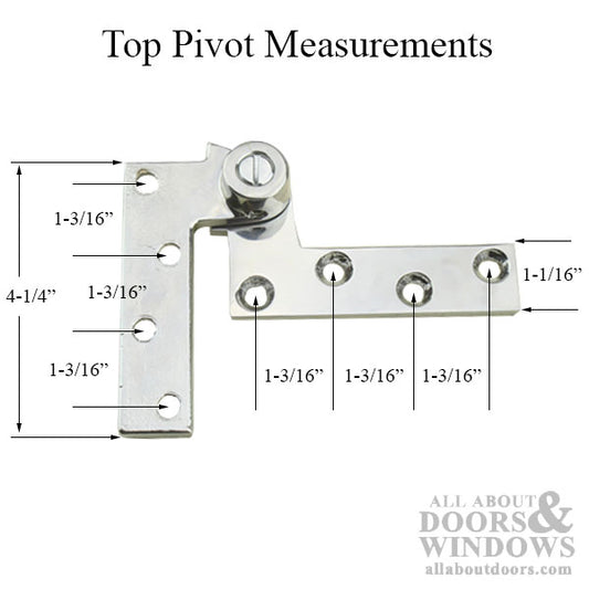 3/4 inch offset Contemporary Top Pivot Set, right hand out-swing, left hand in-swing - Brushed / Satin Chrome US26D