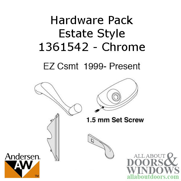 Andersen Window Hardware Pack, EZ Casement, Estate Style - Chrome - Andersen Window Hardware Pack, EZ Casement, Estate Style - Chrome