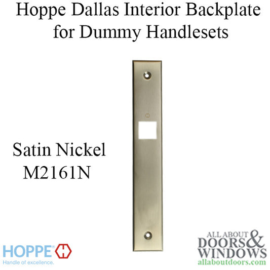 HOPPE Dallas Interior Backplate M2161N for Dummy Handlesets - Satin Nickel