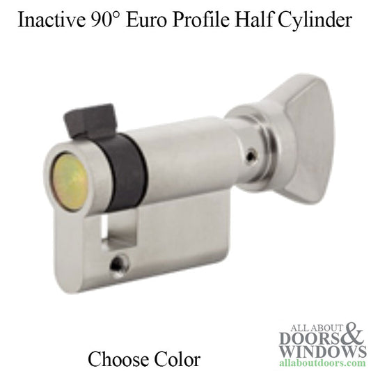 55.5/10 CES Inactive 90° Euro Profile Half Cylinder, Polished Chrome V-Knob