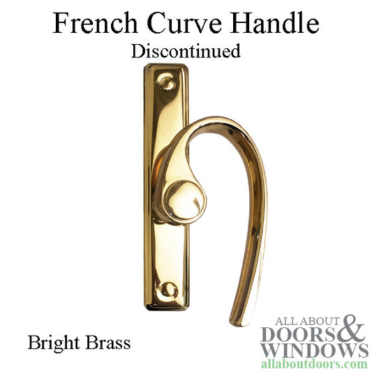 Andersen French Curve Gliding Door Handle - Right Interior/Left Exterior - Bright Brass