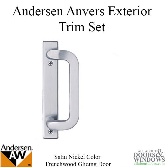 Andersen Frenchwood Gliding Door Trim Hardware, Anvers 2 Panel Exterior - Satin Nickel