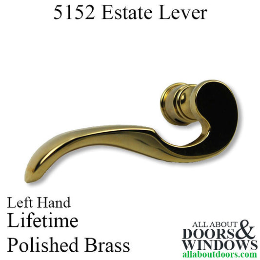 5152 Estate Lever, Left Hand - Lifetime Polished Brass