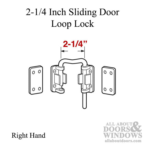 2-1/4 Inch Sliding Door Loop Lock - Choose Handing - 2-1/4 Inch Sliding Door Loop Lock - Choose Handing