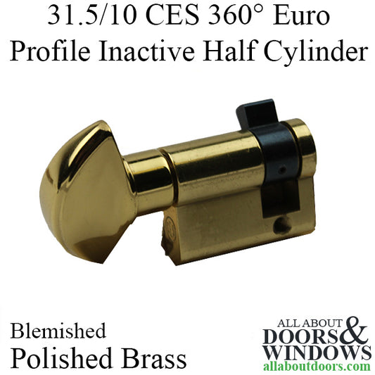 31.5/10 CES 360° Euro Profile Inactive 1/2 Cylinder - Polished Brass, BLEMISHED