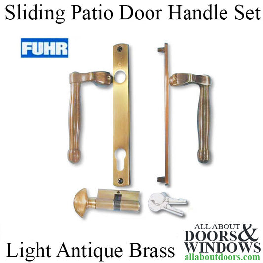 Active Sliding Patio Door L-Handle, Fuhr 574/392 - Light Antique Brass