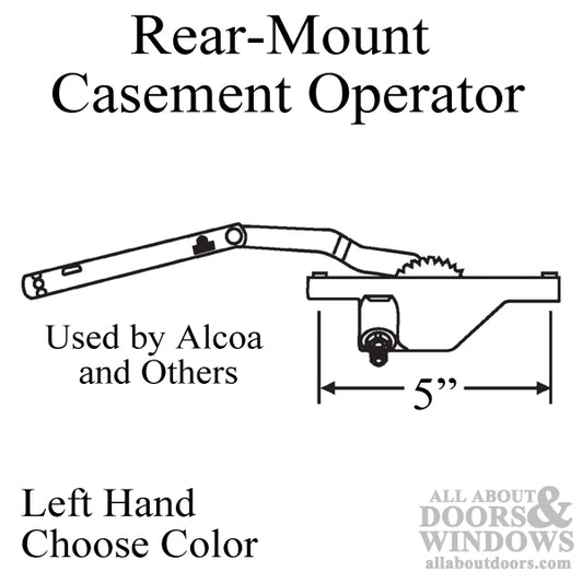 Rear Mount Dyad Casement Operator, 5-1/8" - Left Hand - Choose Color