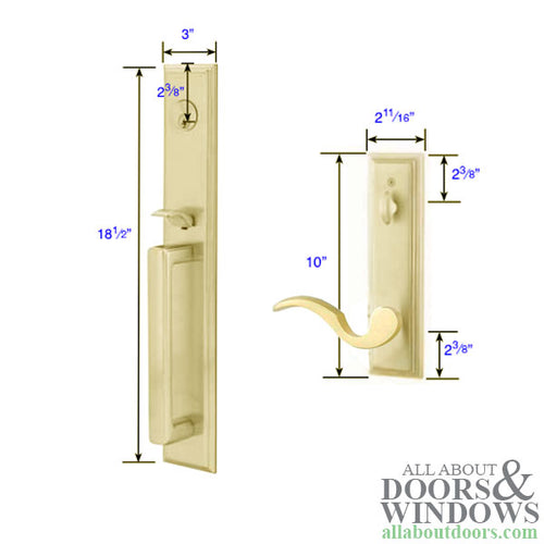 Emtek Classic Melrose 4202 Full Length Int. & Ext. Single Cylinder Tubular Handleset - Right Handed - Lifetime Polished Brass - Emtek Classic Melrose 4202 Full Length Int. & Ext. Single Cylinder Tubular Handleset - Right Handed - Lifetime Polished Brass