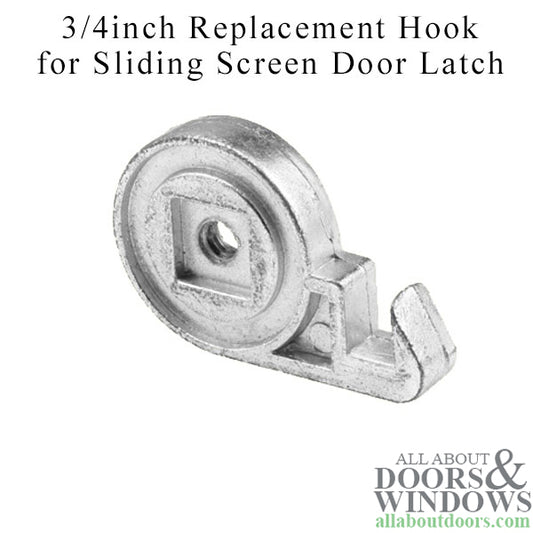 Short 3/4 Inch Replacement Hook for Sliding Screen Door Latch Assembly