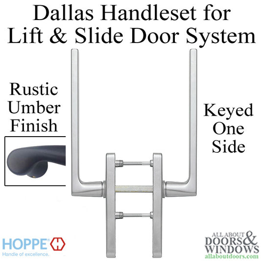 Dallas Handleset for Active Lift and Slide Door System, Keyed One Side - Rustic Umber